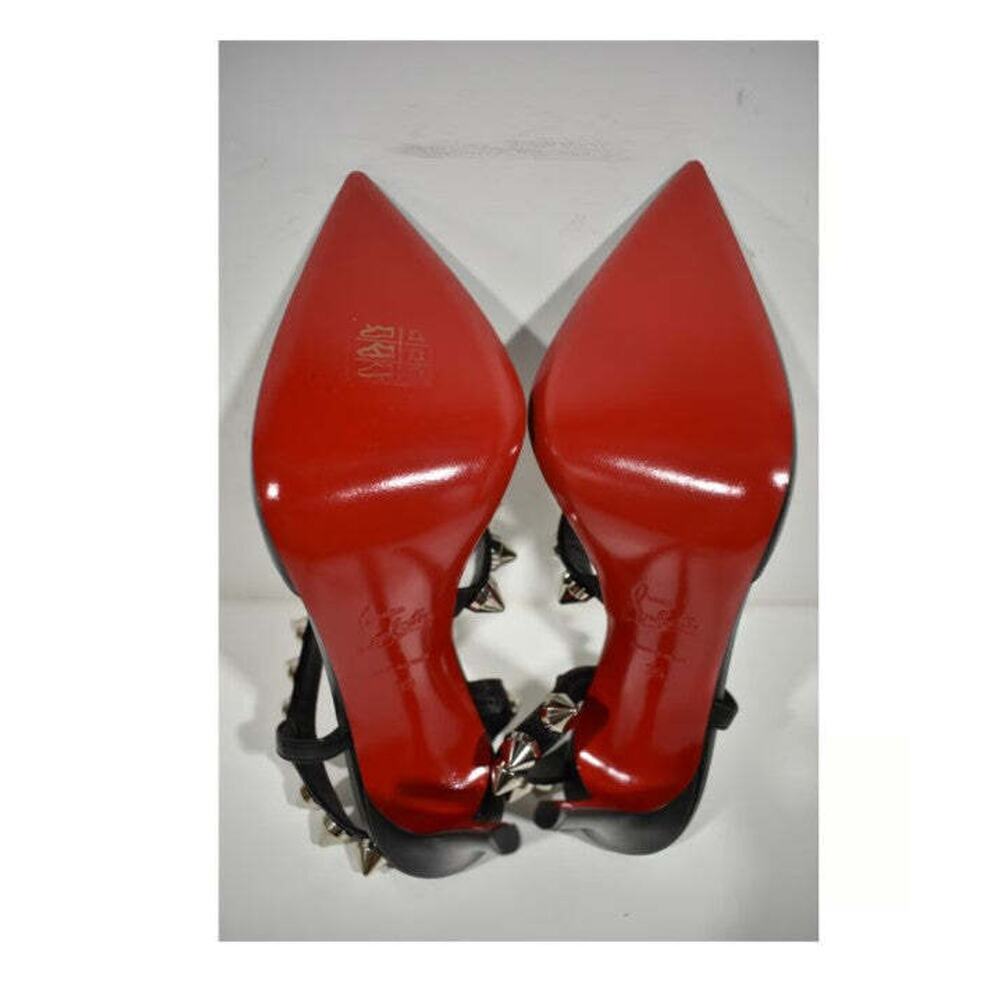 Christian Louboutin Spikita Pump 100 Black Silver Spike Strappy Sandal Heel 39 - Picture 12 of 12